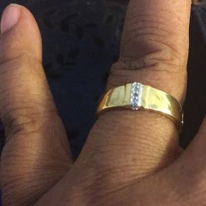 Ring 0.04 Ct Diamonds 18K Yellow Gold over Silver